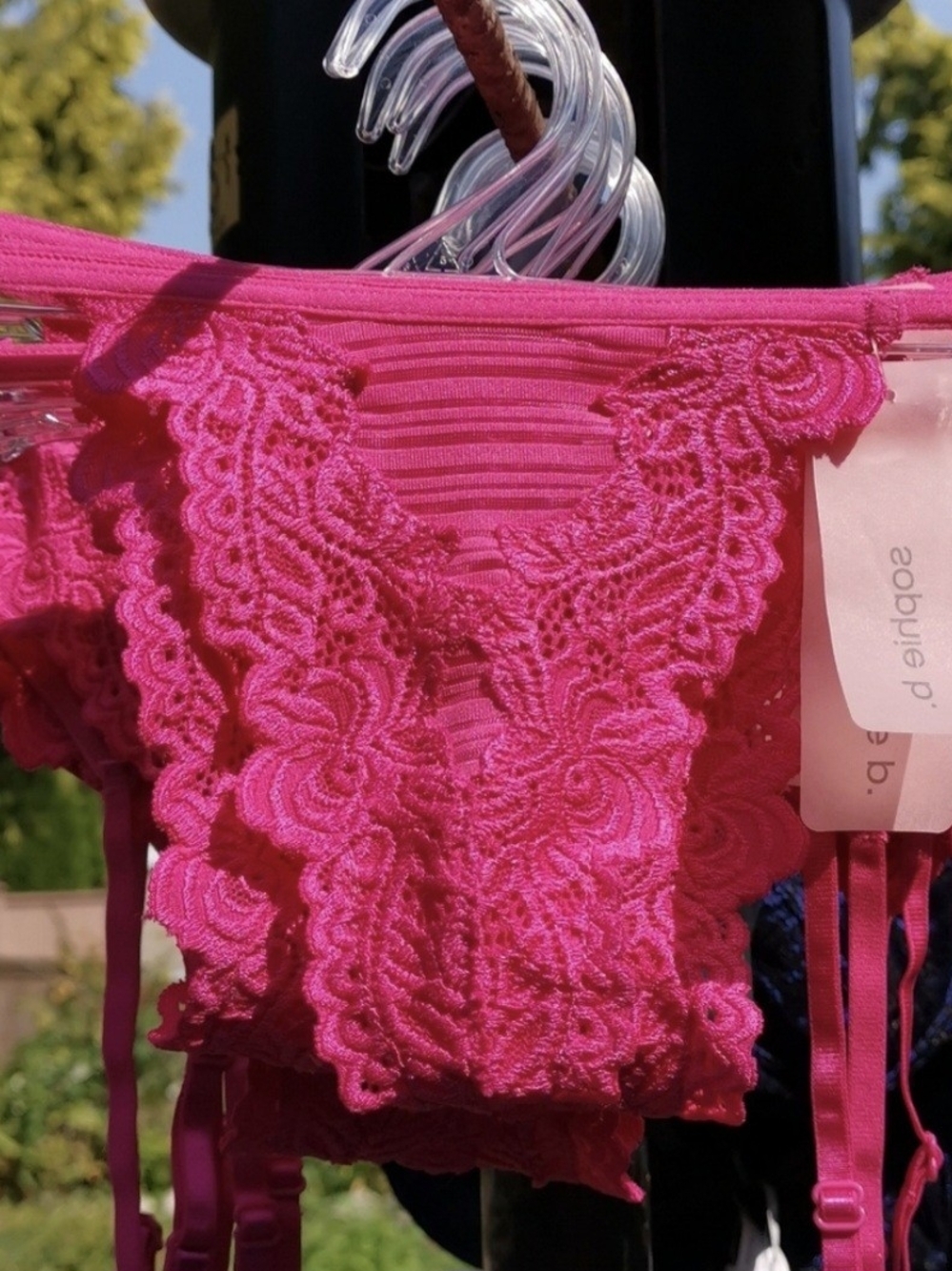 sophie b. Hot Pink Lace Balconette G-string